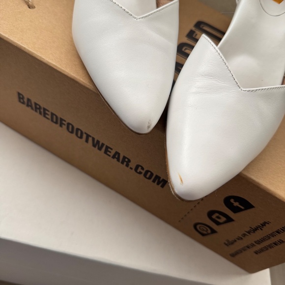 White Leather Low Heel Bared Footwear Quelea Pointed Toe Shoes V-Vamp - Picture 8 of 8